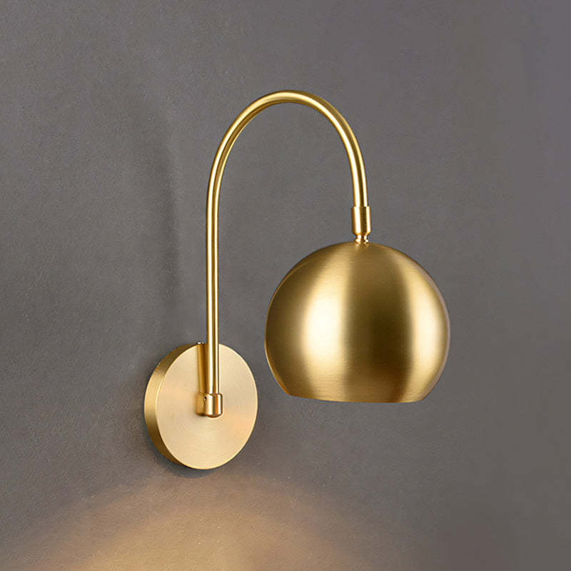 Orbiter Dome Single Gooseneck Brass Sconce