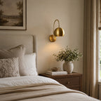 Orbiter Dome Single Gooseneck Brass Sconce