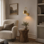 Orbiter Dome Single Gooseneck Brass Sconce