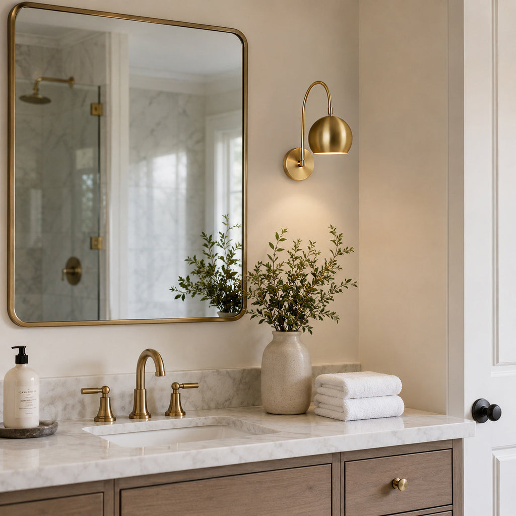Orbiter Dome Single Gooseneck Brass Sconce