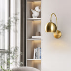 Orbiter Dome Single Gooseneck Brass Sconce