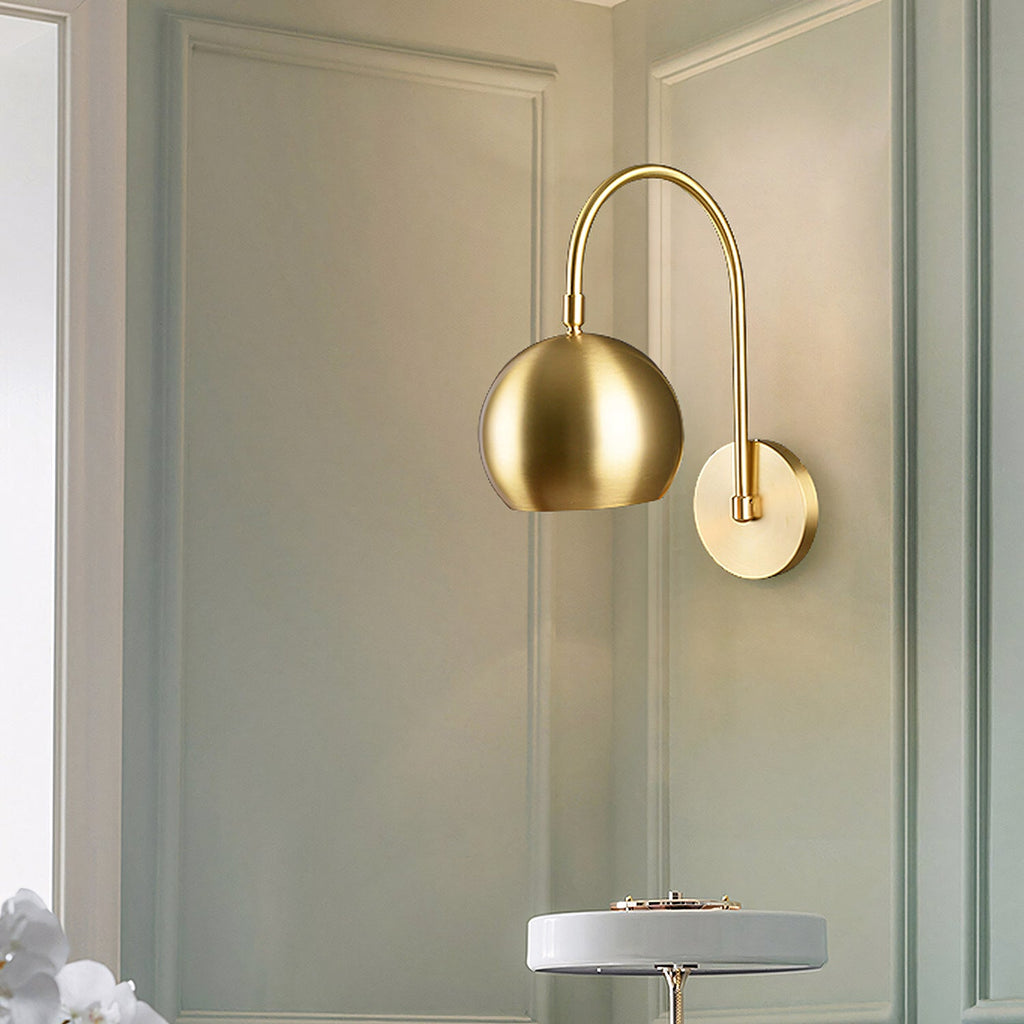 Orbiter Dome Single Gooseneck Brass Sconce