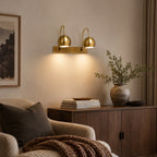 Orbiter Double Dome Brass Gooseneck Sconce
