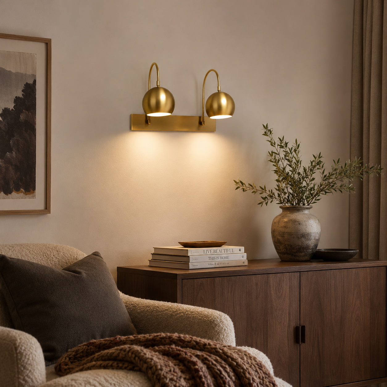 Orbiter Double Dome Brass Gooseneck Sconce
