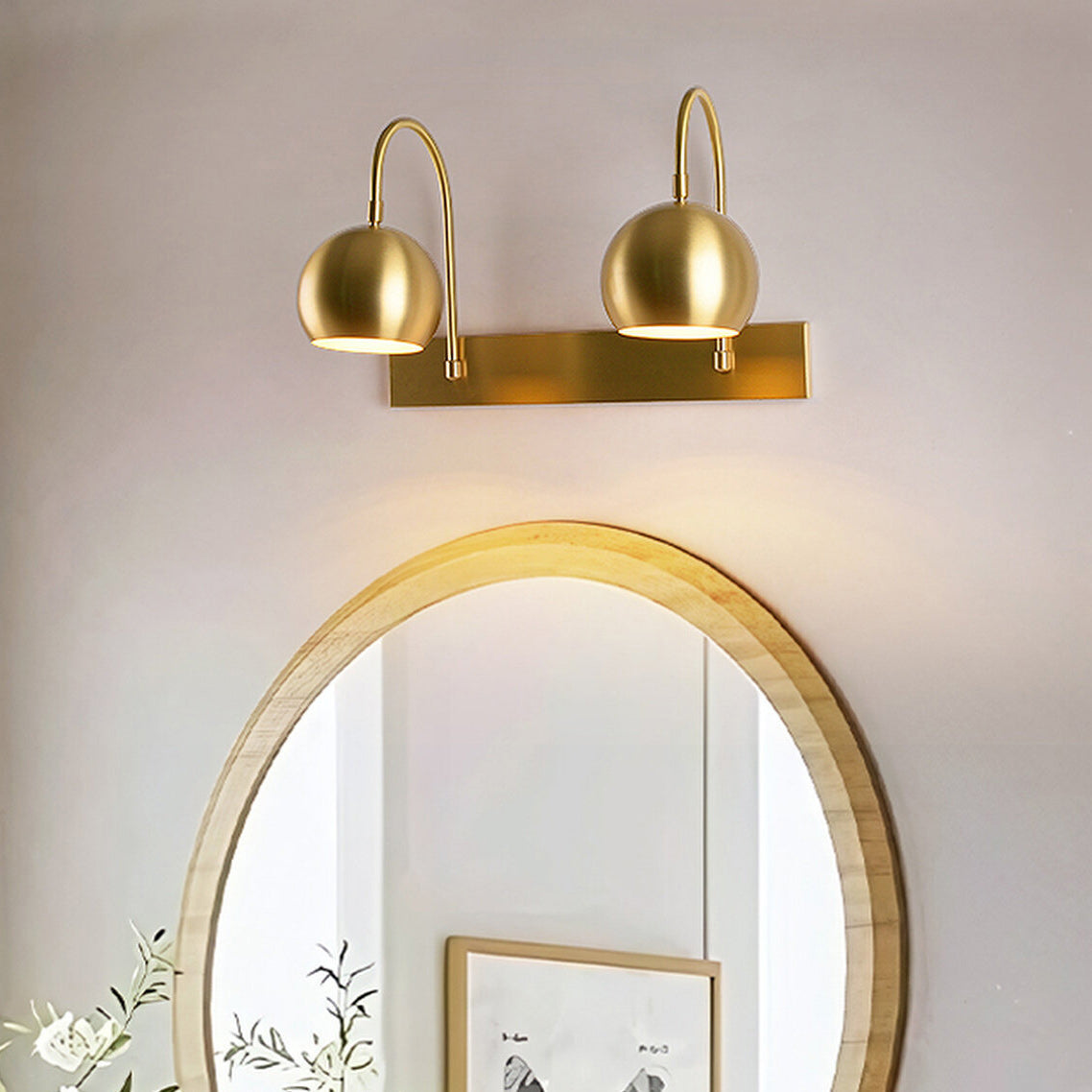 Orbiter Double Dome Brass Gooseneck Sconce