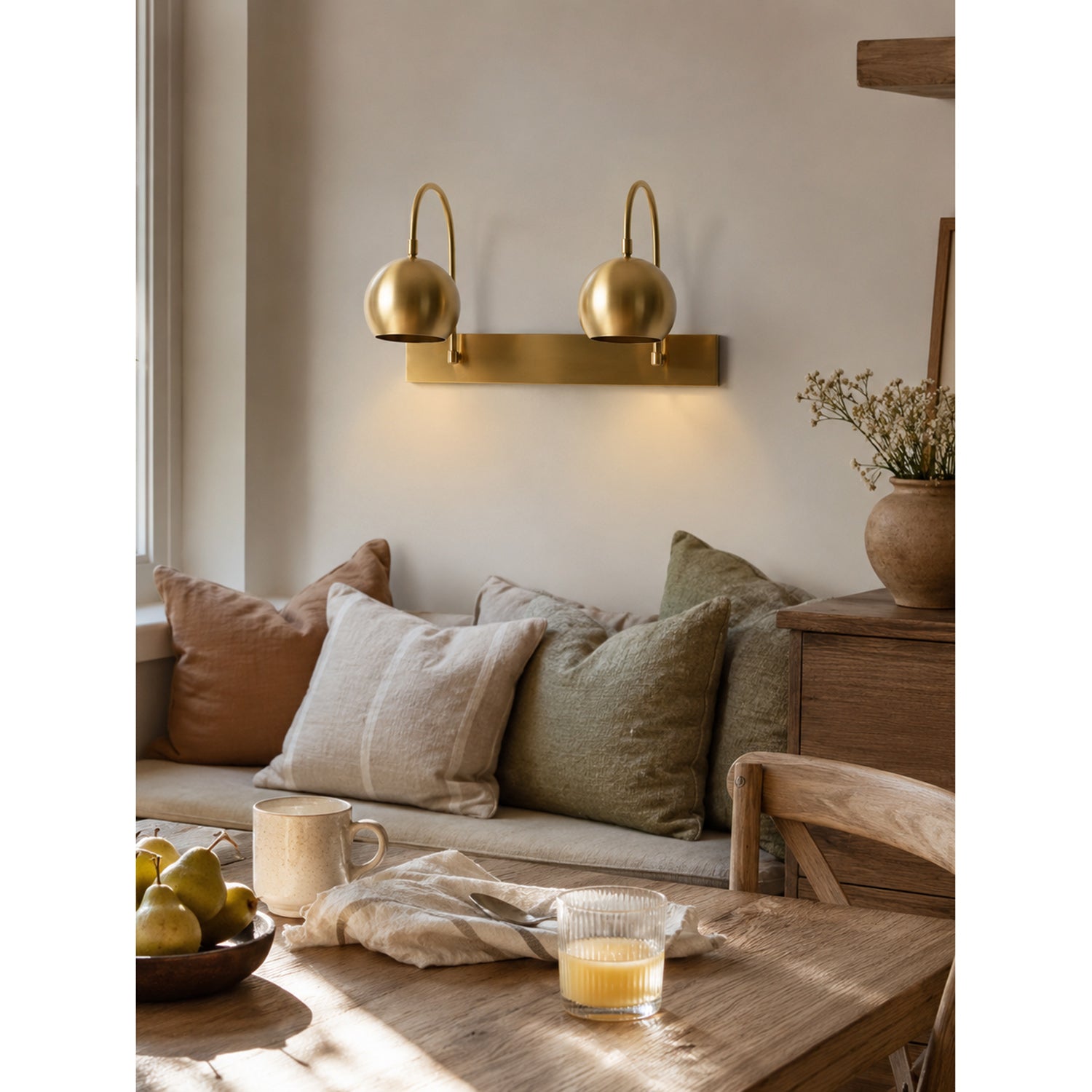 Orbiter Double Dome Brass Gooseneck Sconce