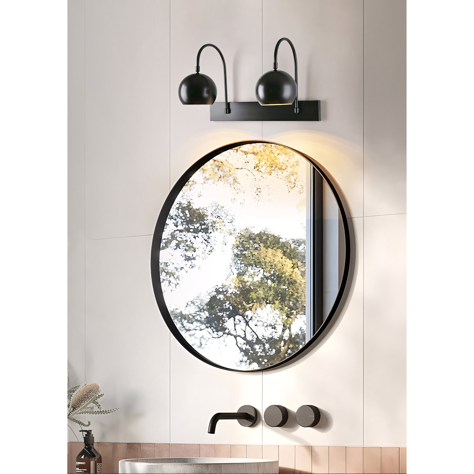 Orbiter Double Dome Brass Gooseneck Sconce