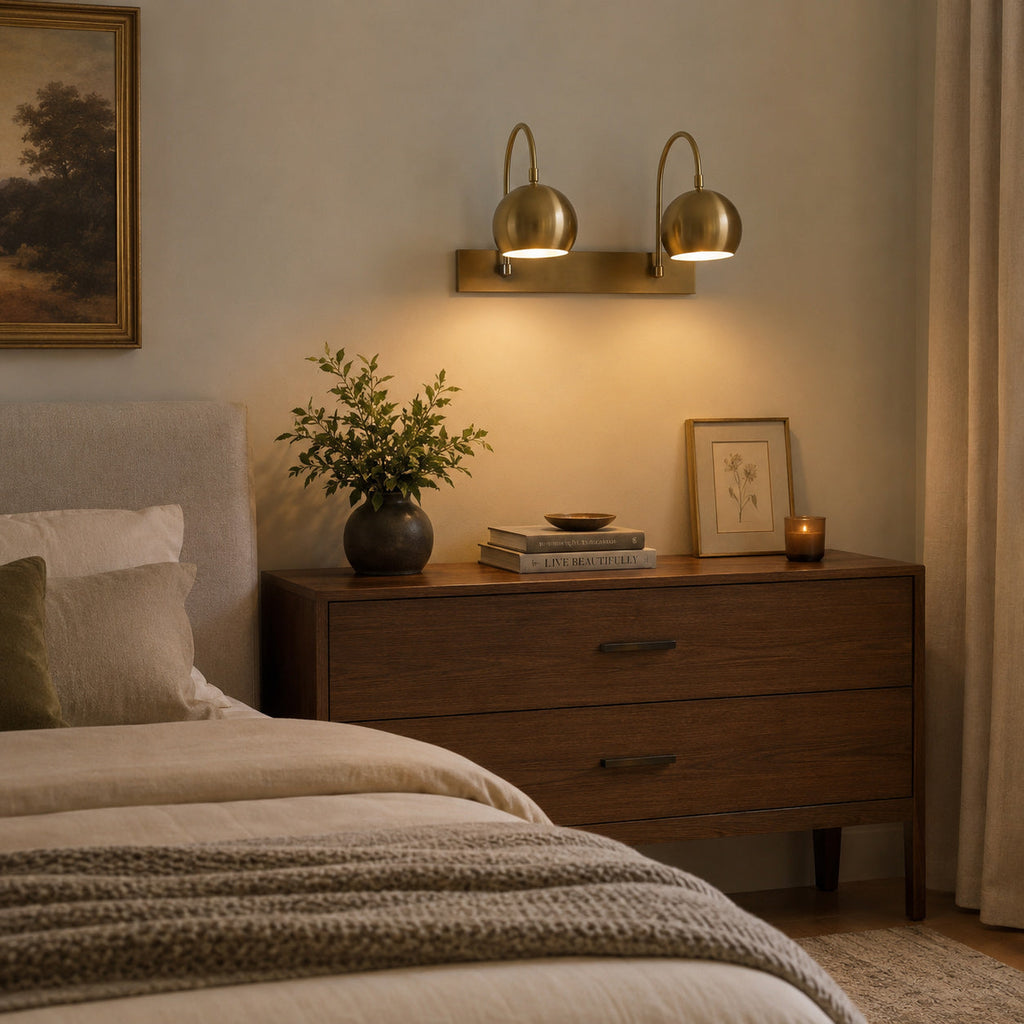 Orbiter Double Dome Brass Gooseneck Sconce