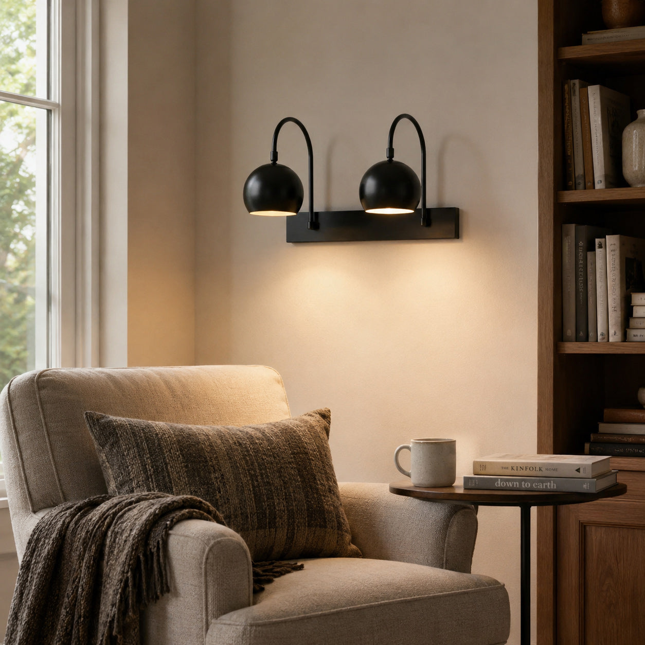 Orbiter Double Dome Brass Gooseneck Sconce
