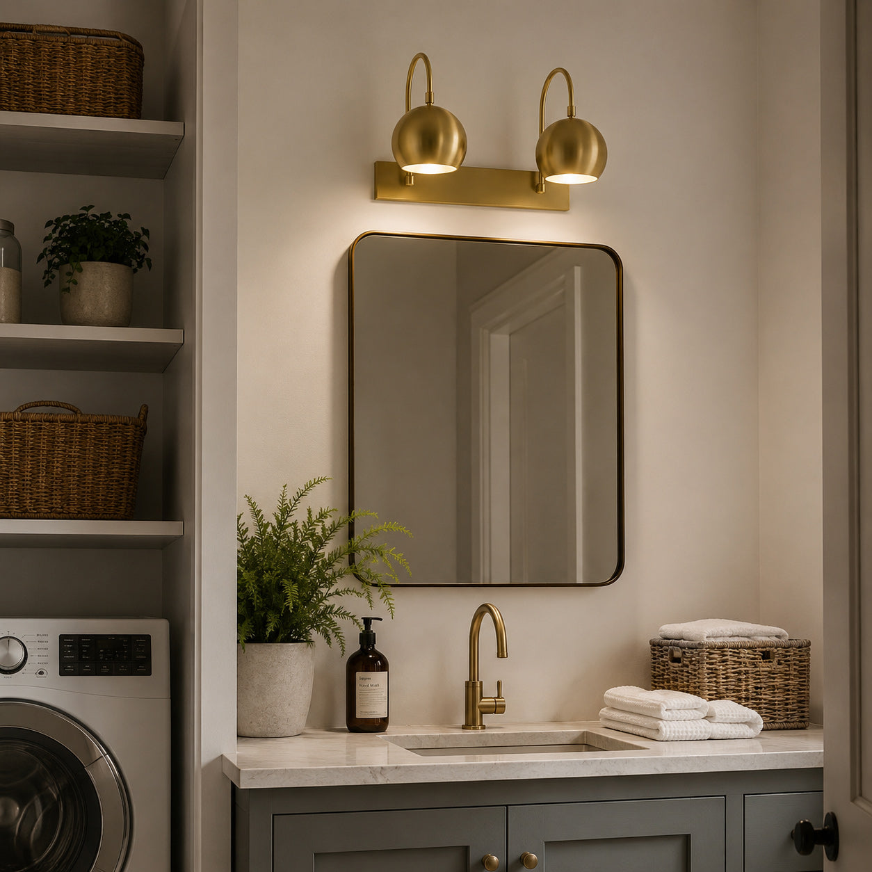 Orbiter Double Dome Brass Gooseneck Sconce