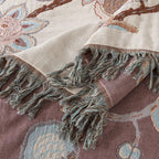 Orchid Path: Elegant Cotton Blanket with Jacquard Floral Pattern & Fringes – for Bedroom & Living Room
