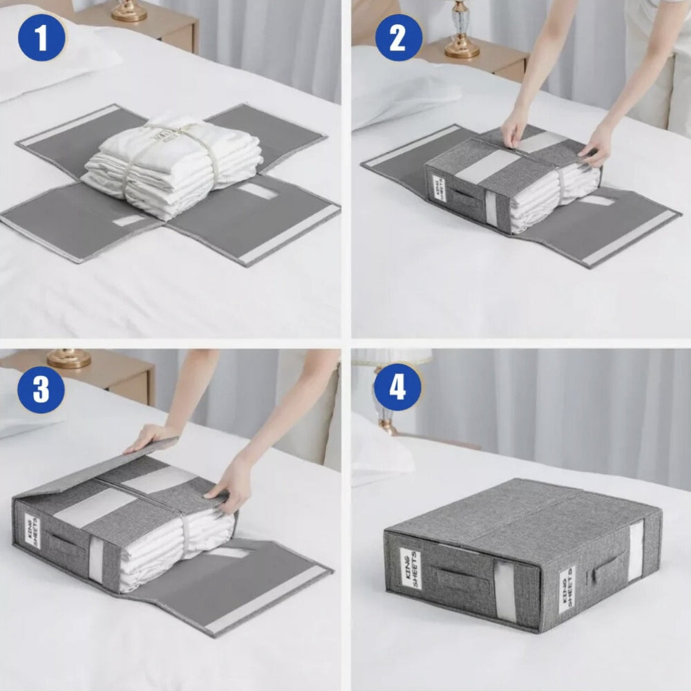 OrdnungPur: Foldable Bed Sheet Organizer – Space-saving & Ideal for Bed Linens, Blankets & Pillowcases