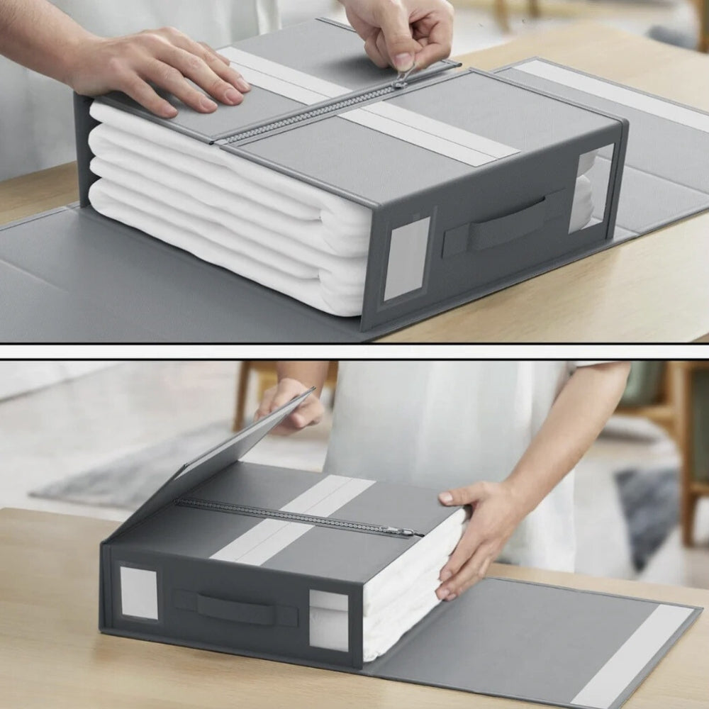 OrdnungPur: Foldable Bed Sheet Organizer – Space-saving & Ideal for Bed Linens, Blankets & Pillowcases