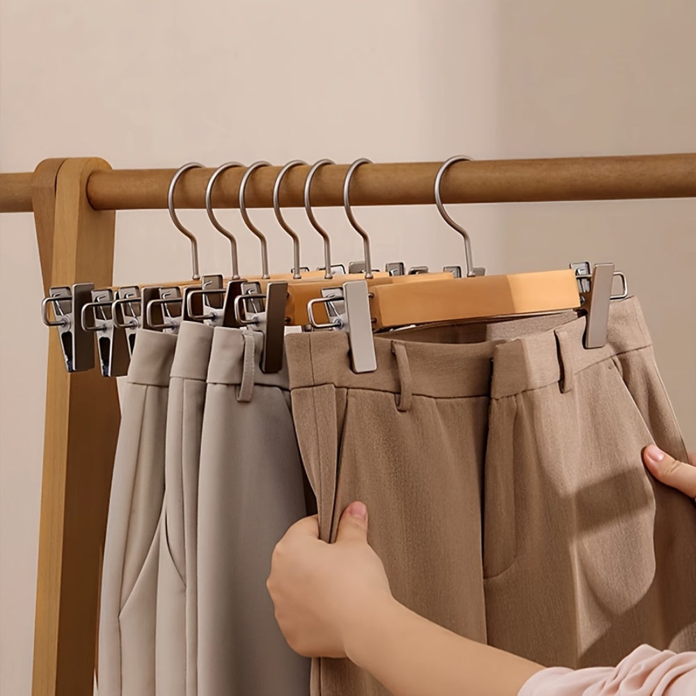 OrdnungPur: Wooden Hangers with Metal Clips – high-quality, durable & practical for pants, skirts & accessories