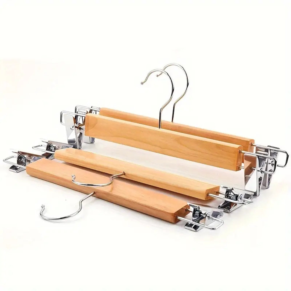 OrdnungPur: Wooden Hangers with Metal Clips – high-quality, durable & practical for pants, skirts & accessories
