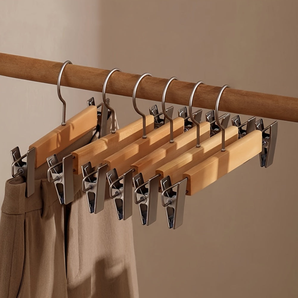OrdnungPur: Wooden Hangers with Metal Clips – high-quality, durable & practical for pants, skirts & accessories
