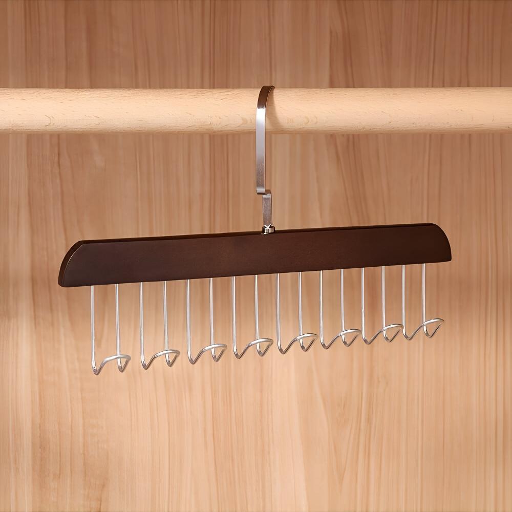 OrganizingLine: Stainless Steel & Wood Hanger – sturdy, rotatable & versatile for accessories & clothing