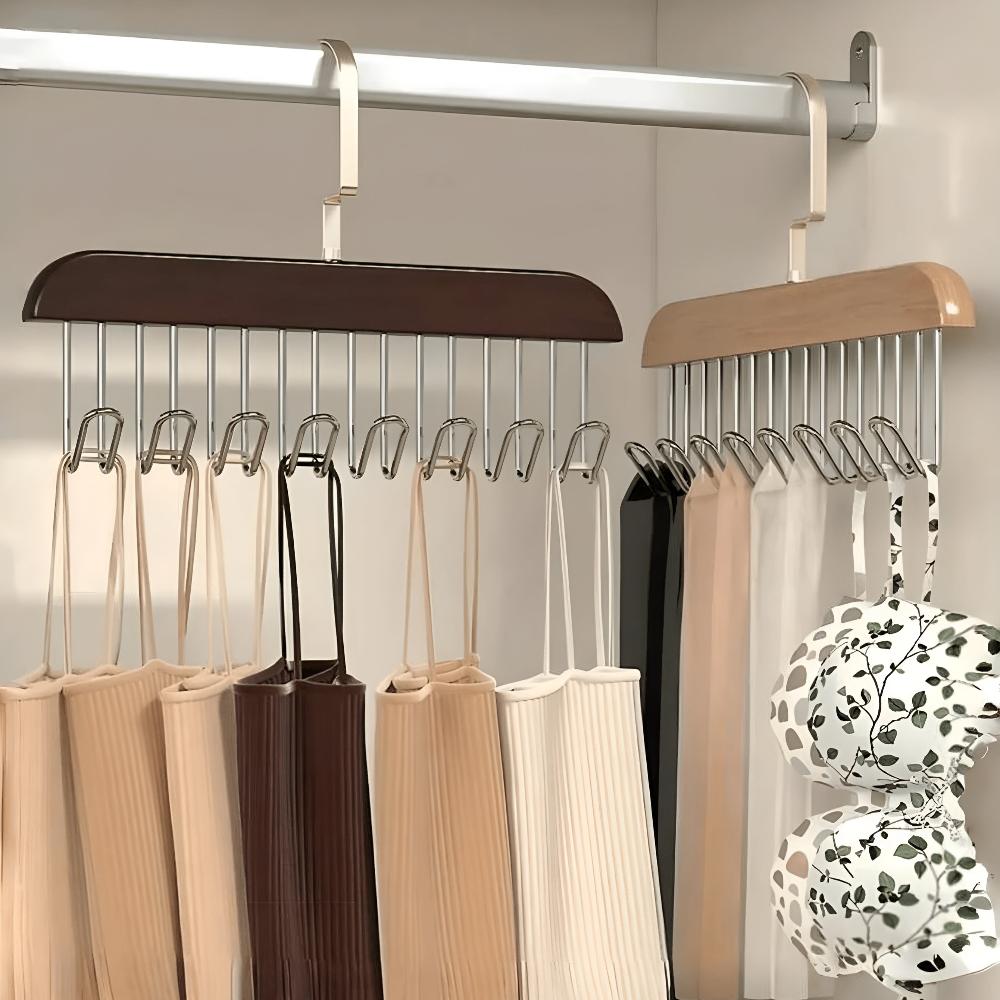 OrganizingLine: Stainless Steel & Wood Hanger – sturdy, rotatable & versatile for accessories & clothing