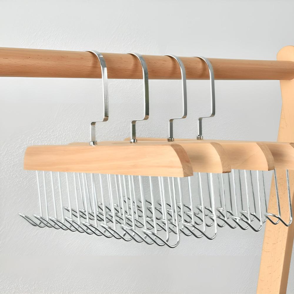 OrganizingLine: Stainless Steel & Wood Hanger – sturdy, rotatable & versatile for accessories & clothing