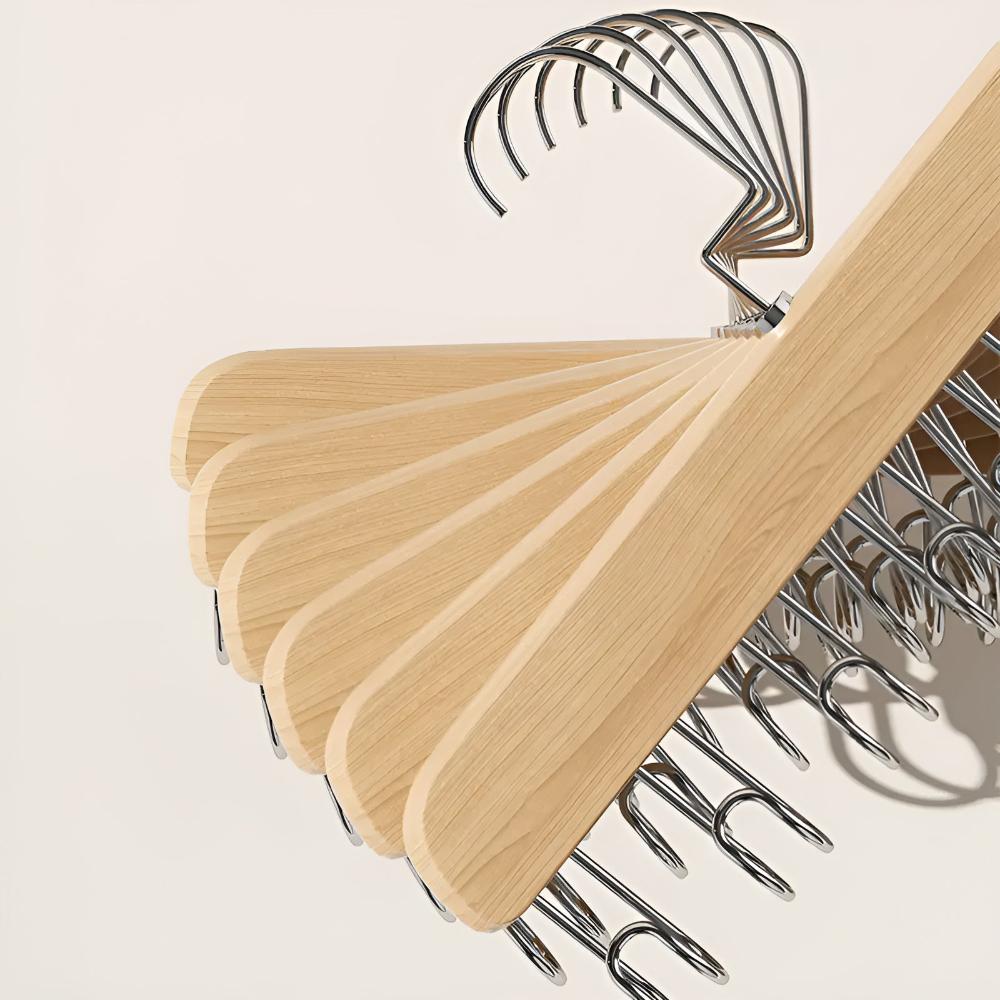 OrganizingLine: Stainless Steel & Wood Hanger – sturdy, rotatable & versatile for accessories & clothing