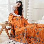 Orna-Weaving Loom: Multi-layer Cotton Blanket with Jacquard Pattern & Tassel Edge – for Sofa & Bedroom