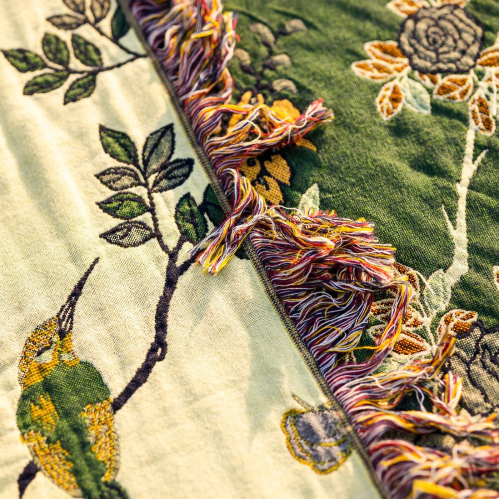 Orna-Weaving Loom: Multi-layer Cotton Blanket with Jacquard Pattern & Tassel Edge – for Sofa & Bedroom