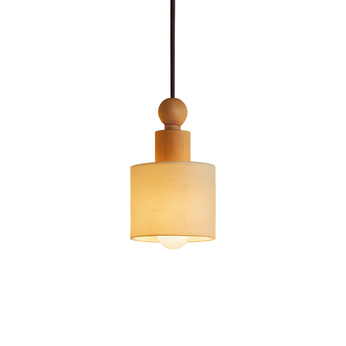Wood & Linen Drum Pendant Light