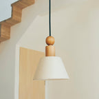 Wood & Linen Drum Pendant Light