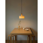 Wood & Linen Drum Pendant Light