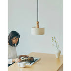 Wood & Linen Drum Pendant Light