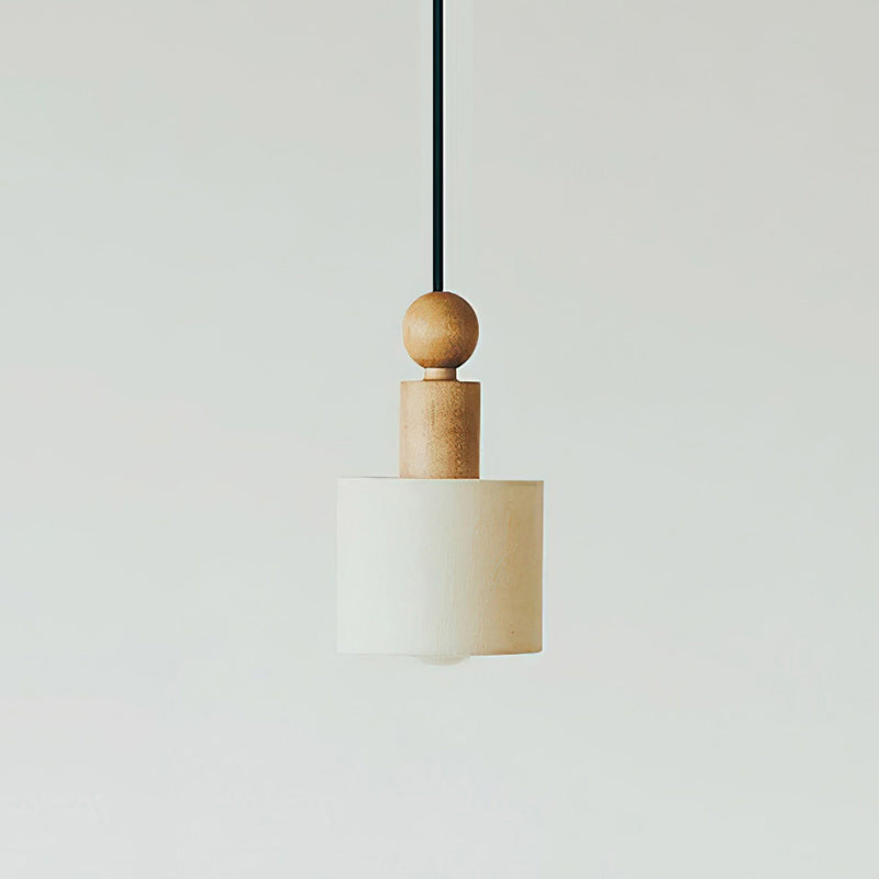 Wood & Linen Drum Pendant Light