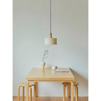Wood & Linen Drum Pendant Light