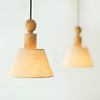 Wood & Linen Drum Pendant Light
