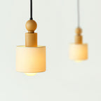 Wood & Linen Drum Pendant Light