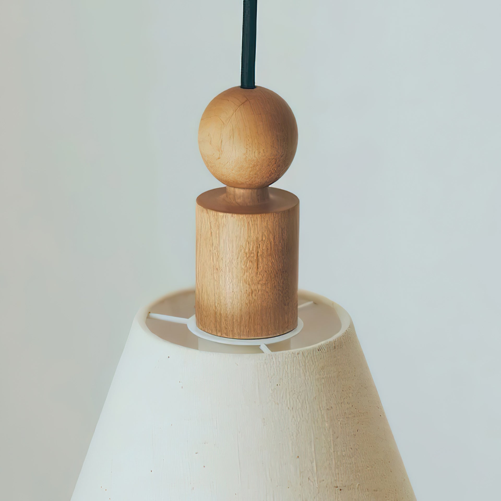 Wood & Linen Drum Pendant Light