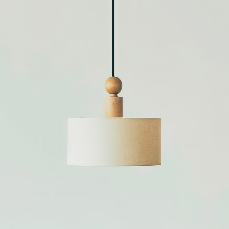 Wood & Linen Drum Pendant Light