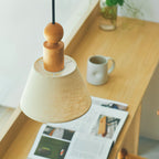 Wood & Linen Drum Pendant Light