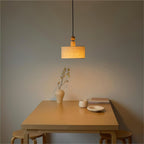 Wood & Linen Drum Pendant Light