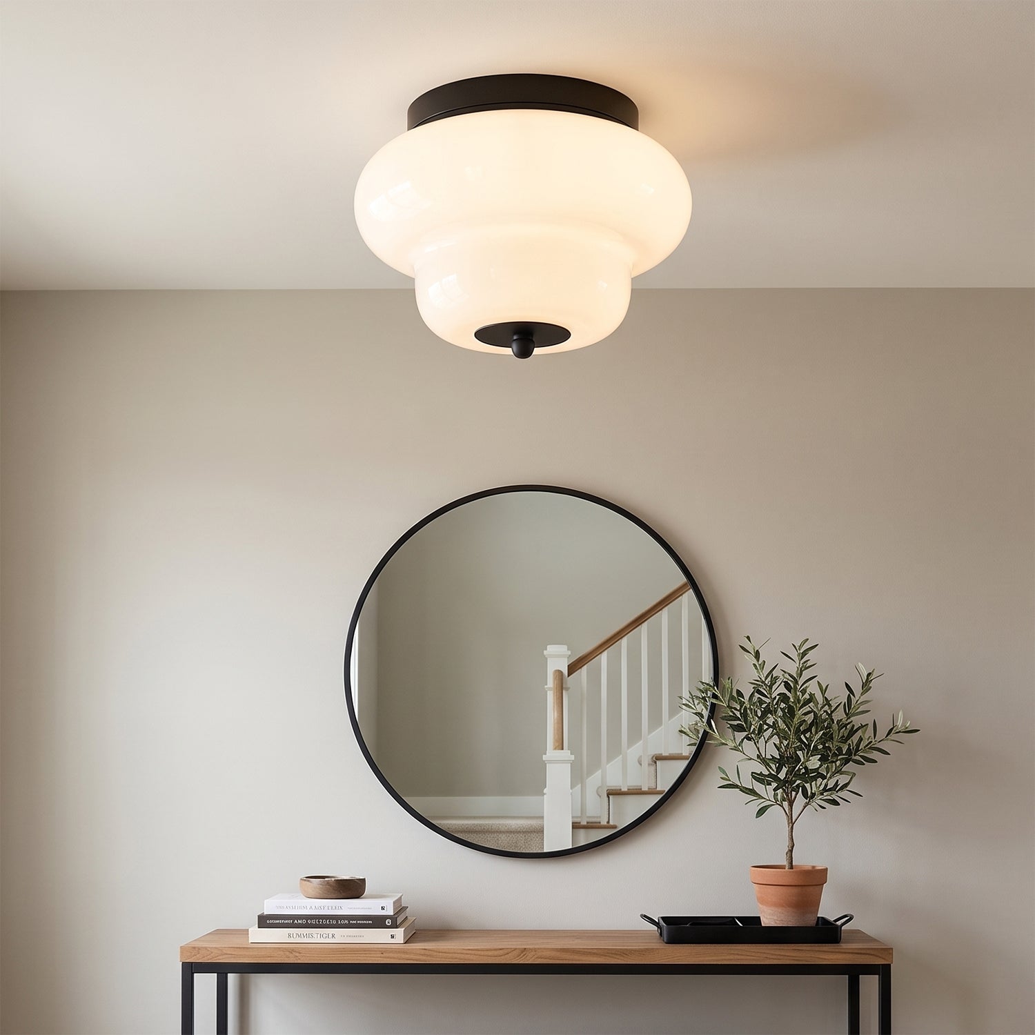 Otto Stepped Opal Glass Semi-Flush Mount