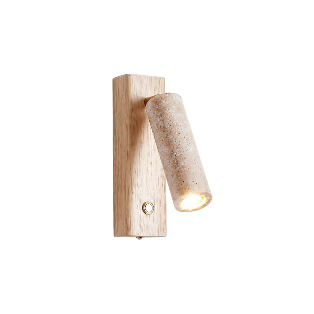 Travertine & Wood Rotatable Wall Lamp