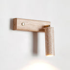 Travertine & Wood Rotatable Wall Lamp