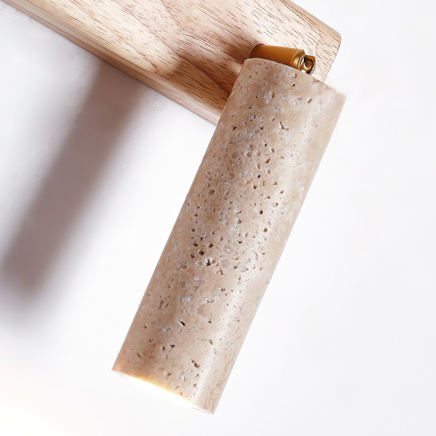 Travertine & Wood Rotatable Wall Lamp