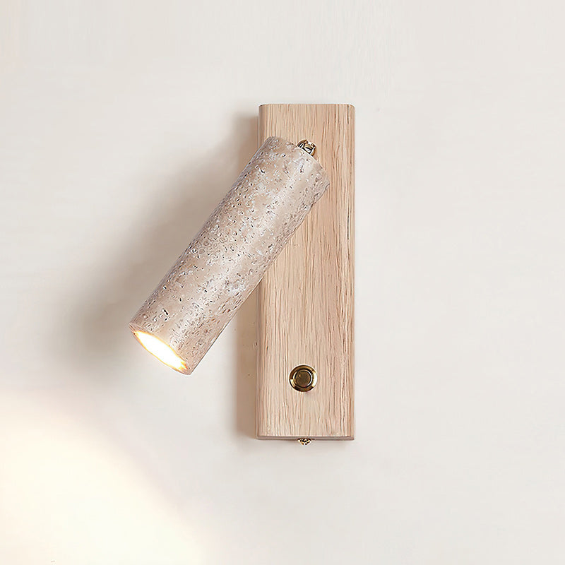 Travertine & Wood Rotatable Wall Lamp