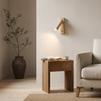 Travertine & Wood Rotatable Wall Lamp