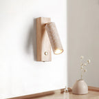 Travertine & Wood Rotatable Wall Lamp