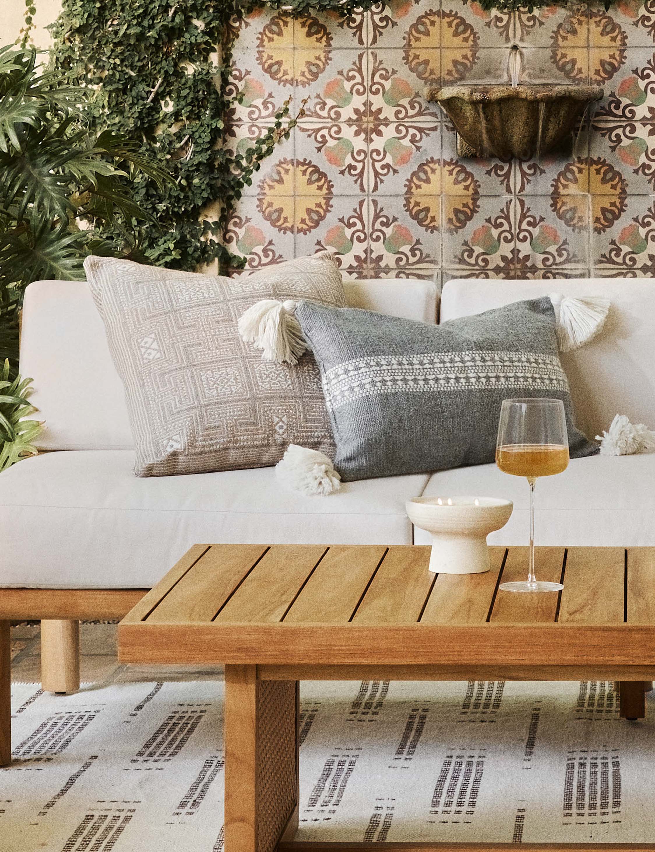 Mira Accent Pillow | Tasseled Corners, Indoor/Outdoor Use