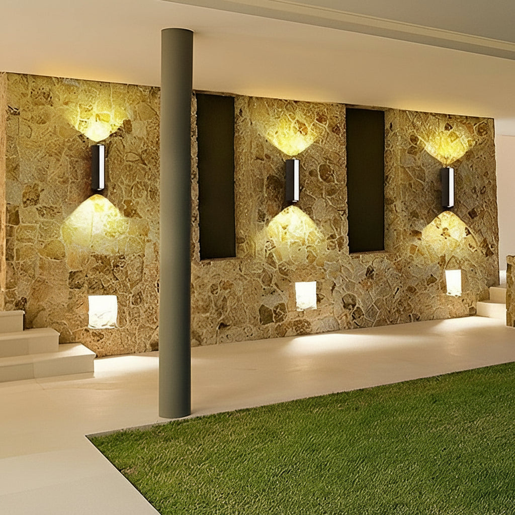 Outdoor LED Wall Sconce Black Aluminum Up Down Light IP65 Waterproof