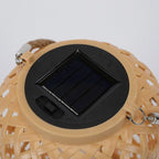Solar Lantern Light Woven Rattan Style LED Solar Powered Garden Decor