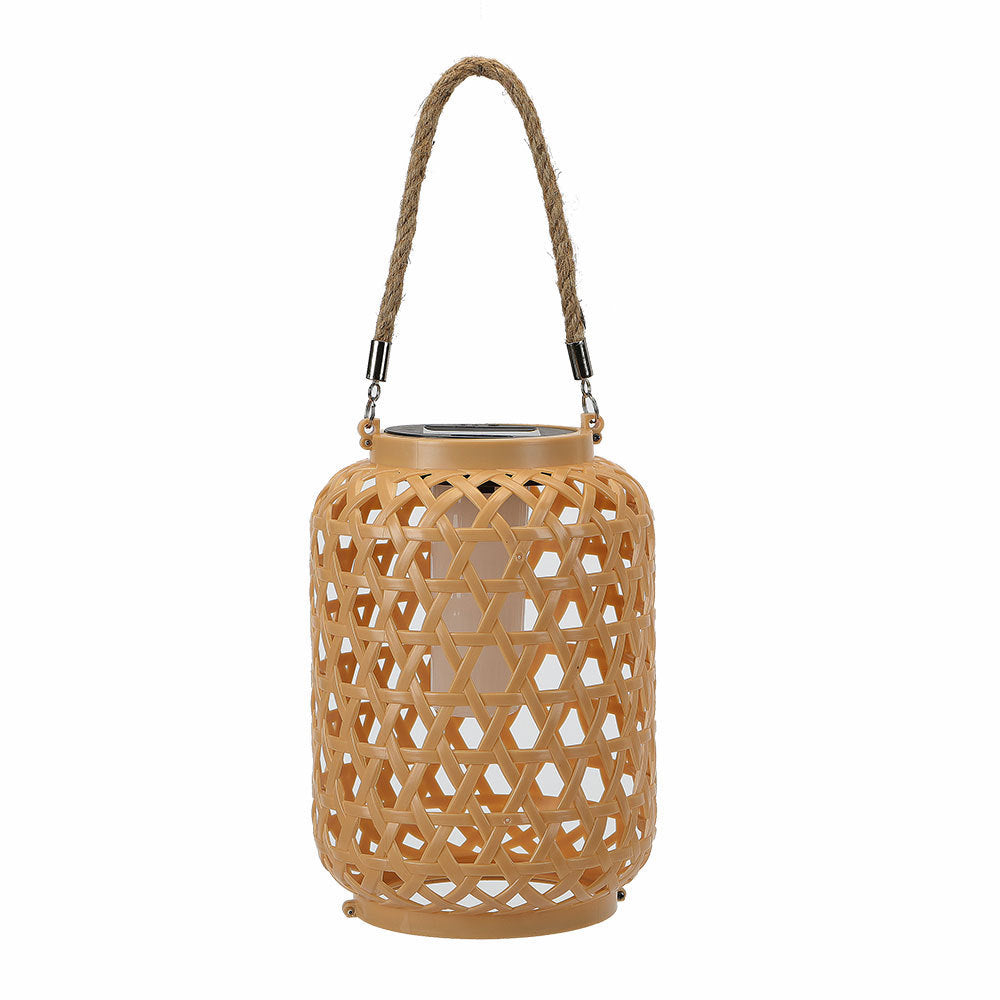 Solar Lantern Light Woven Rattan Style LED Solar Powered Garden Decor