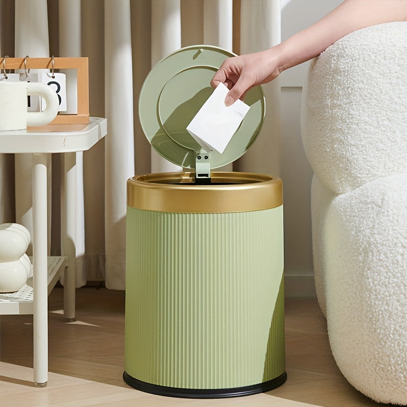 Trash Can Press Top Plastic Oval Double Barrel Odor Sealing Lid